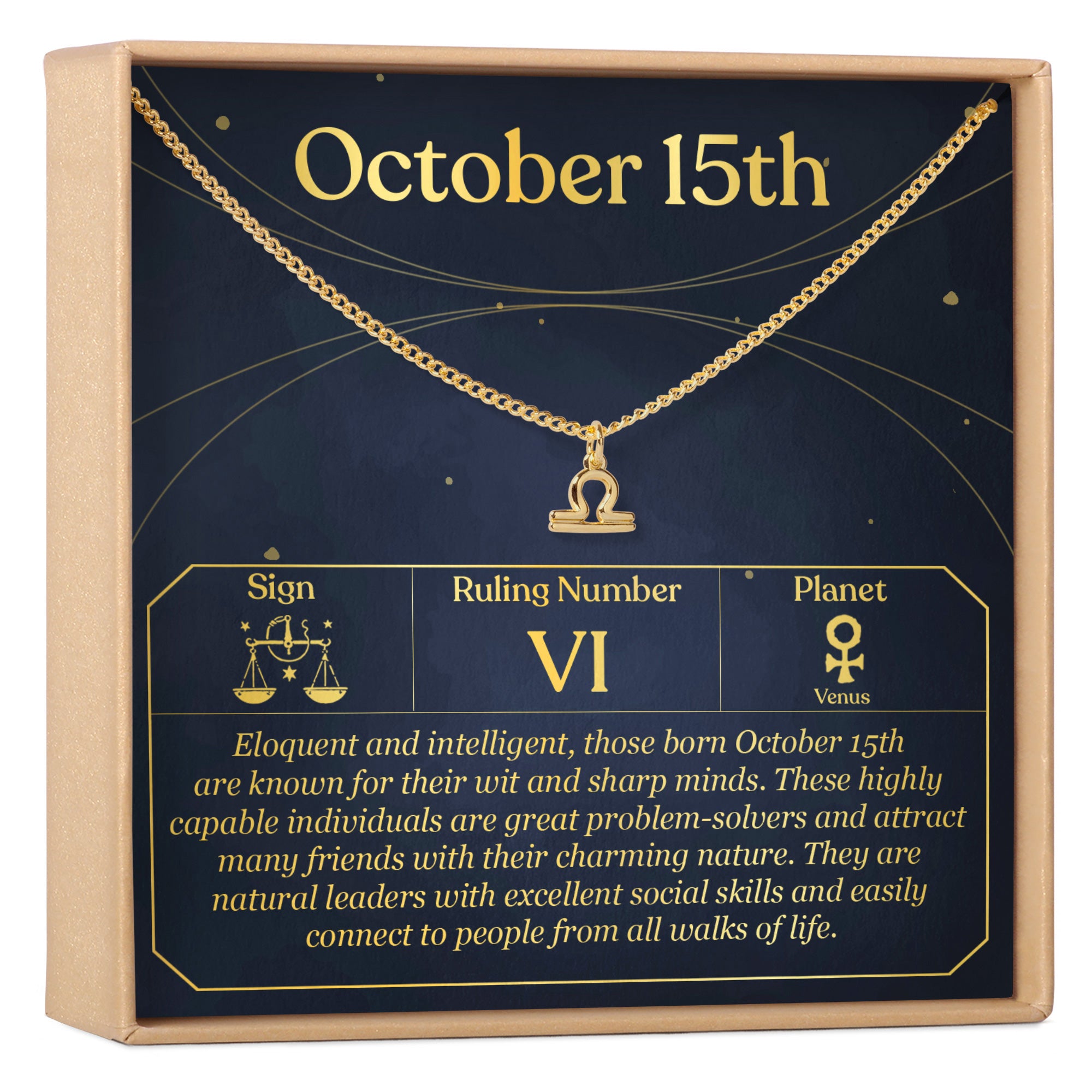 October 15th Necklace Present for Birthday, Celebration, Gift for Her, Libra - Dear Ava